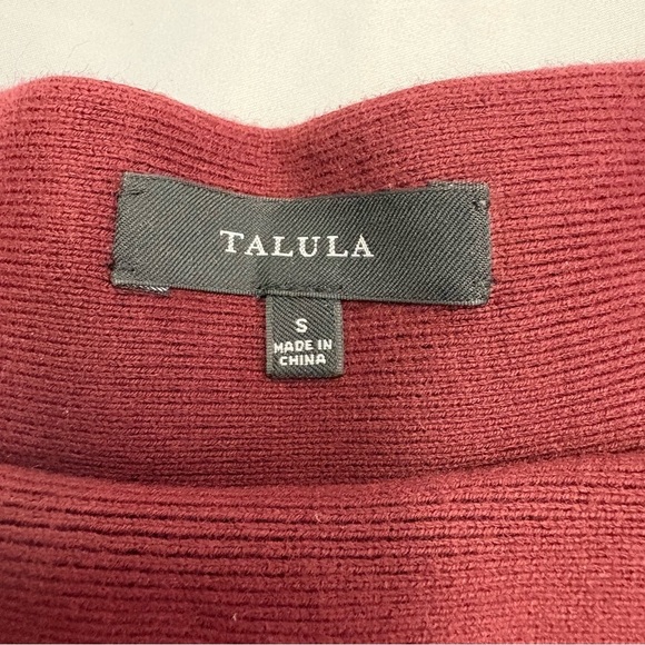 Talula by Aritzia Flare Skater Mini Skirt Maroon Red 100% Cotton Small Fall - Picture 3 of 9